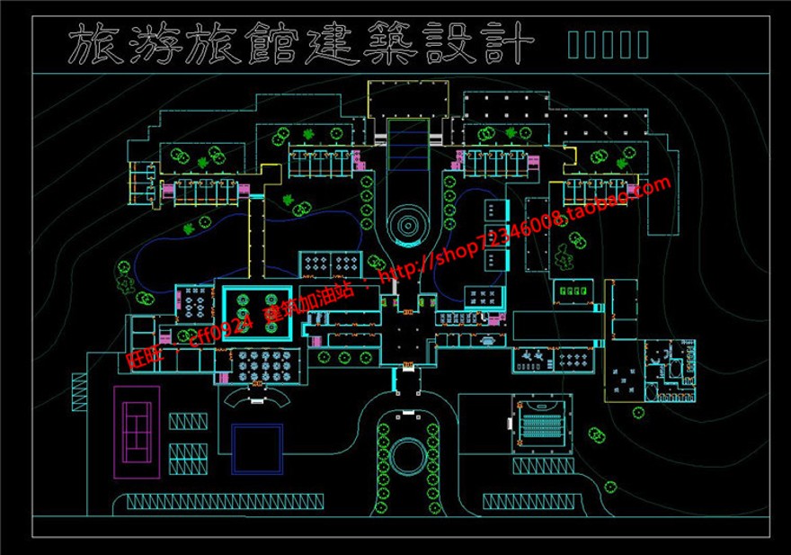 山地住宅特色旅游旅馆温泉度假旅馆设计学生作业cad图纸su精细模型