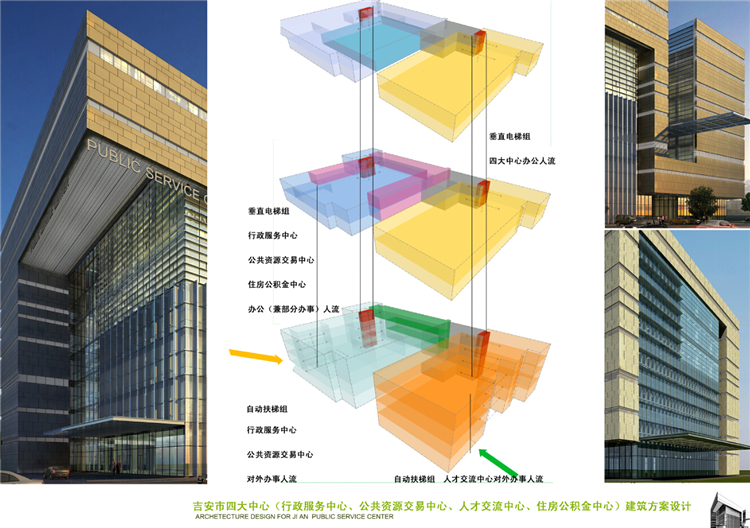 办公大楼/现代风行政服务中心/建筑方案设计/SU模型+CAD图纸+建筑资源