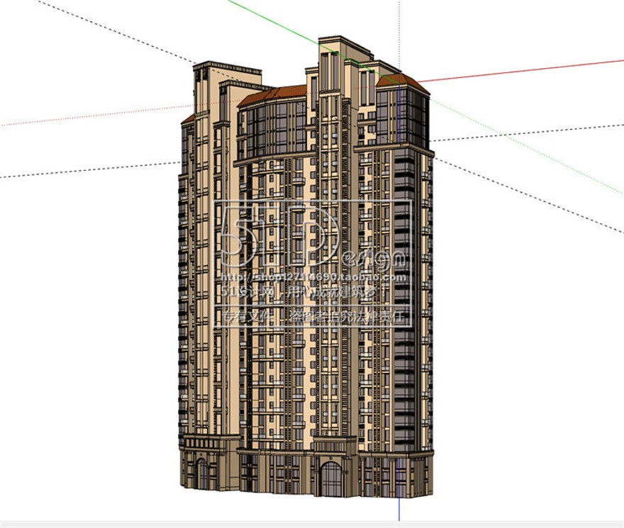 高层住宅住宅建筑方案32F跃层SU模型+cad平立剖图纸