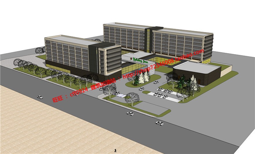 假日酒店立面控制设计快捷酒店全su模型+cad图纸