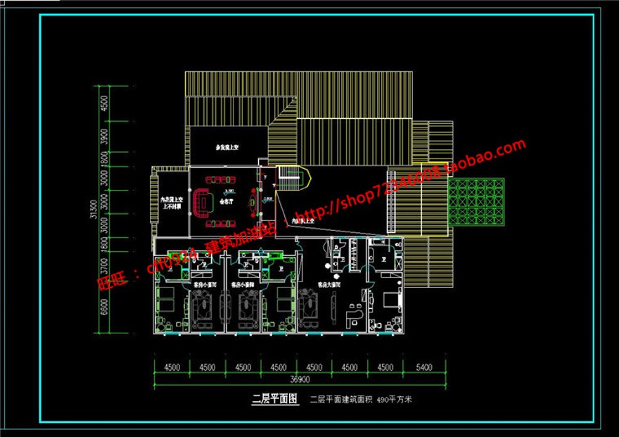 中式温泉度假酒店宾馆徽派设计cad图纸平立剖效果图文件