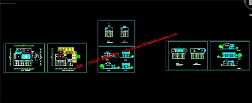 中式温泉度假酒店宾馆徽派设计cad图纸平立剖效果图文件