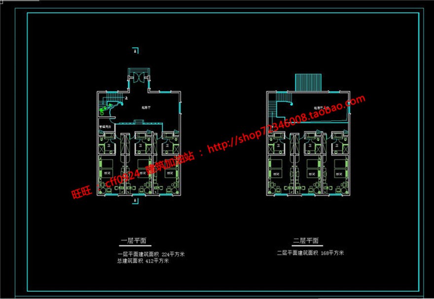 中式温泉度假酒店宾馆徽派设计cad图纸平立剖效果图文件