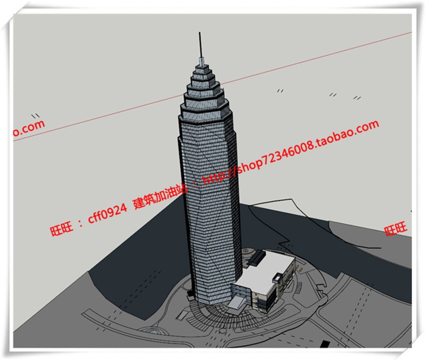 建筑图纸181绍兴世茂公建高层住宅酒店cad平面立面+su模型+效果图+3Dmax