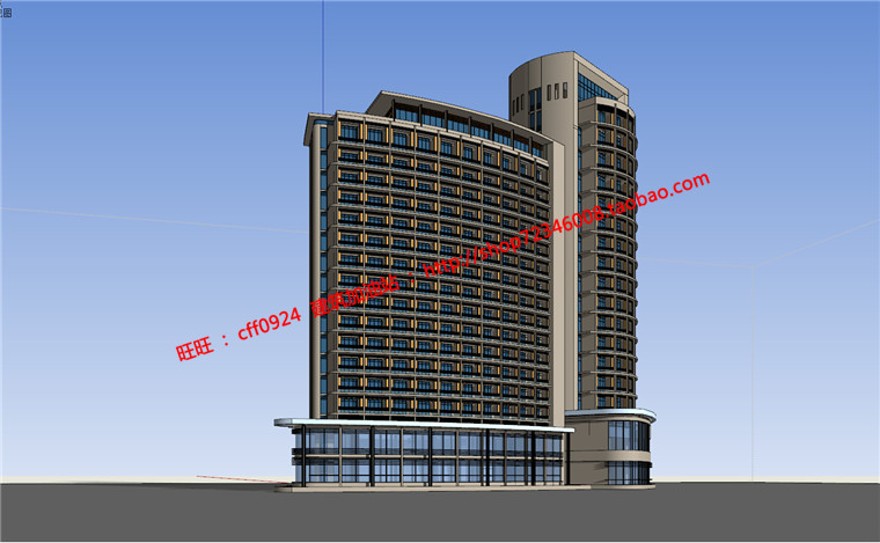 su模型+cad图纸+3Dmax+效果图全高档酒店现代风公建建筑建筑资源