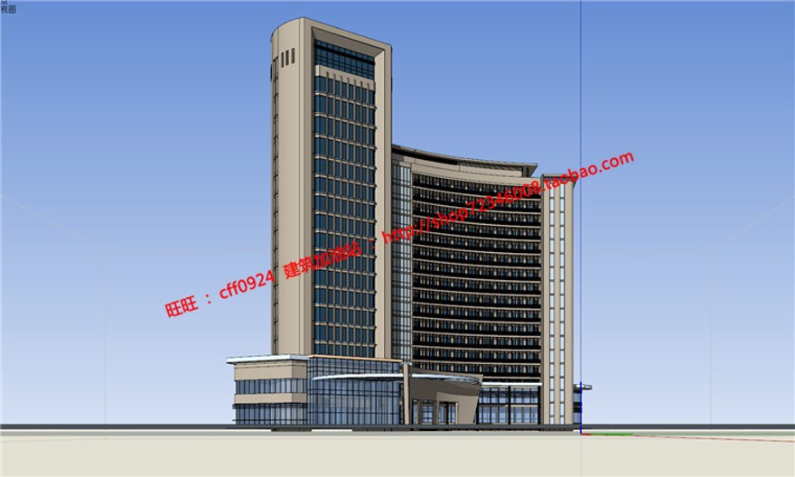 su模型+cad图纸+3Dmax+效果图全高档酒店现代风公建建筑建筑资源