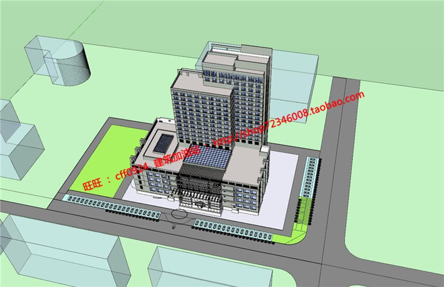 酒店宾馆旅社建筑方案设计高级建筑景观cad图纸su模型ppt