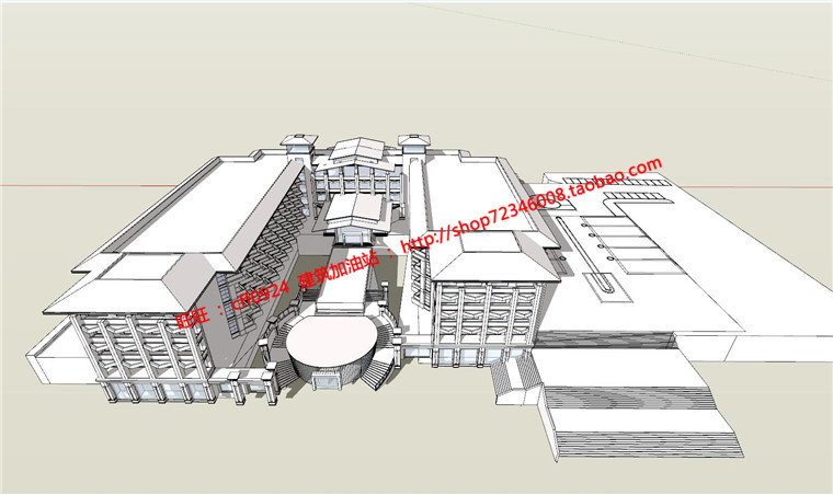 温泉度假村酒店设计SU模型及CAD图纸建筑创意设计方案文建筑资源