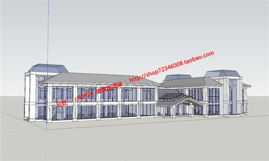 温泉度假村酒店设计SU模型及CAD图纸建筑创意设计方案文建筑资源