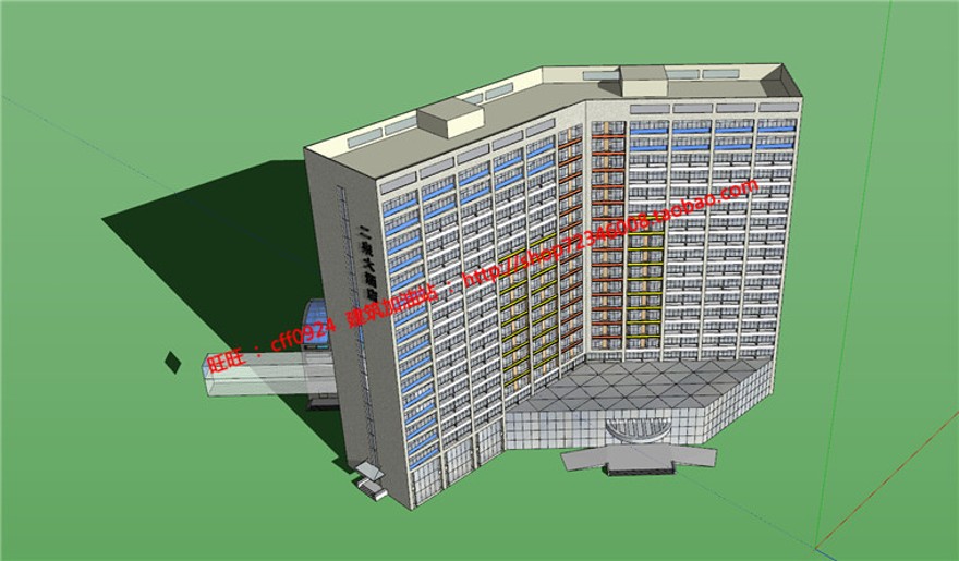 酒店宾馆建筑方案设计su模型+cad图纸