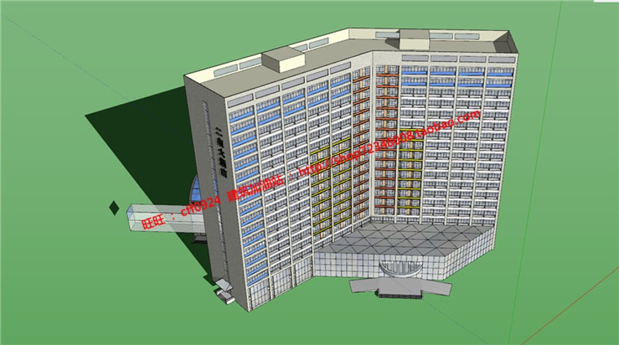 酒店宾馆建筑方案设计su模型+cad图纸