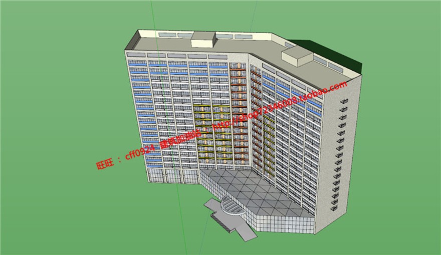 酒店宾馆建筑方案设计su模型+cad图纸