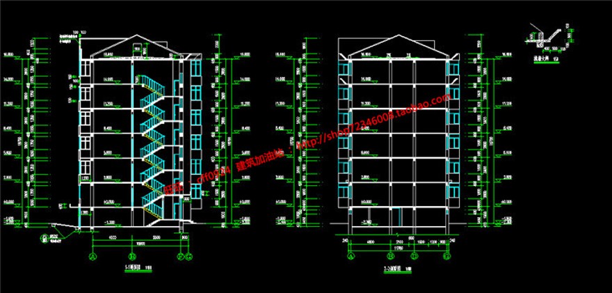 单体住宅楼建筑方案设计5层施工图cad平立剖效果图