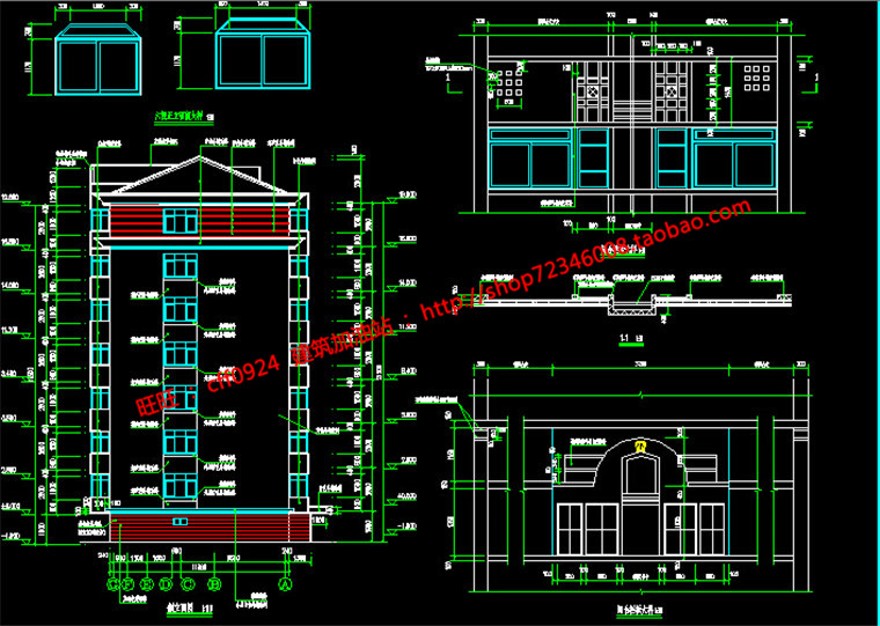 单体住宅楼建筑方案设计5层施工图cad平立剖效果图