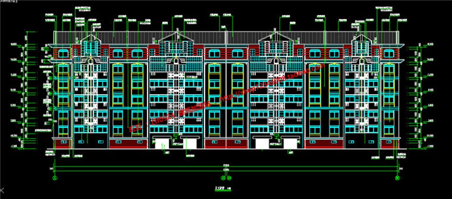 单体住宅楼建筑方案设计5层施工图cad平立剖效果图