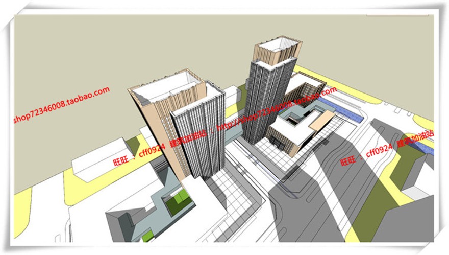 建筑图纸179四星级酒店建筑设计方案SU模型+cad详细方案图纸