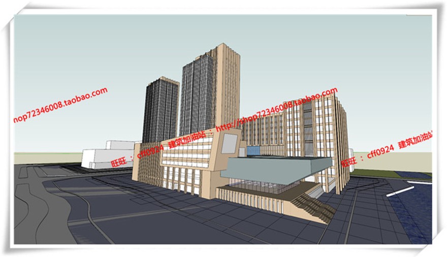 建筑图纸179四星级酒店建筑设计方案SU模型+cad详细方案图纸