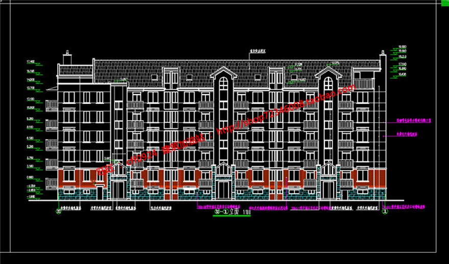 单体住宅6层联排住宅建筑方案设计su模型skp效果图cad建筑资源