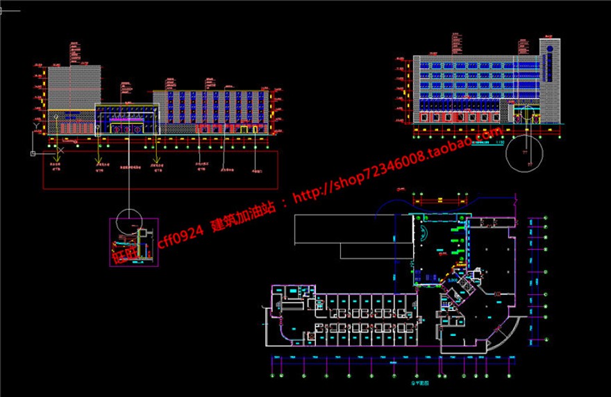 产业园办公楼多元化设计酒店cad总图平立剖图纸效果图