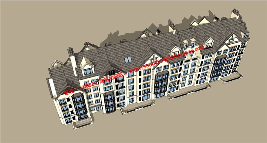 cad图纸+su草图大师模型skp花园洋房6层住宅建筑方案多建筑资源