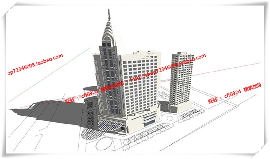 建筑图纸180萧山公建酒店/四星酒店cad平立面图纸+su模型+效果图+3D