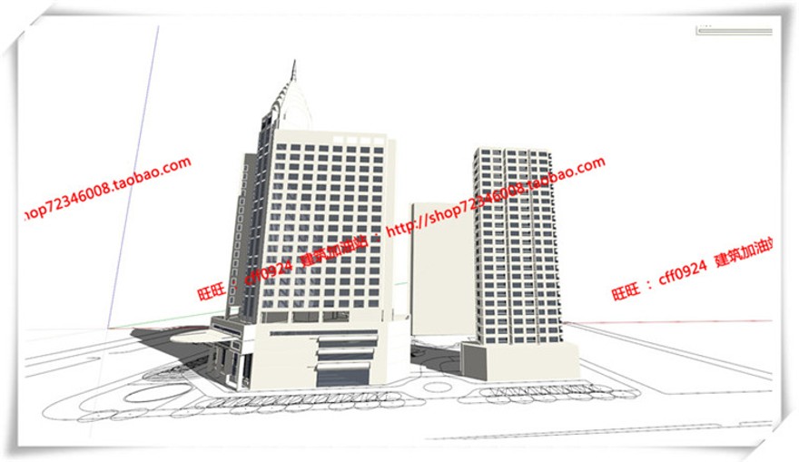 建筑图纸180萧山公建酒店/四星酒店cad平立面图纸+su模型+效果图+3D