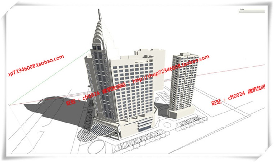 建筑图纸180萧山公建酒店/四星酒店cad平立面图纸+su模型+效果图+3D