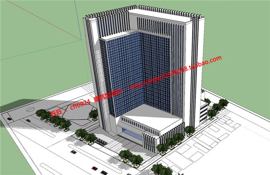 su模型+cad图纸全快捷酒店宾馆建筑方案设计