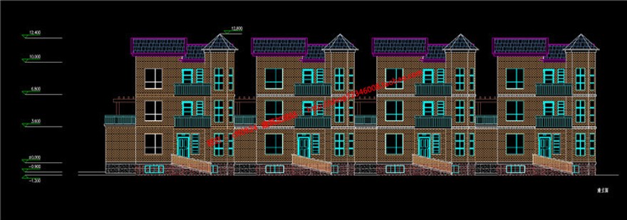 住宅cad平面/立面建筑方案设计jpg效果图联排花园洋房建筑资源