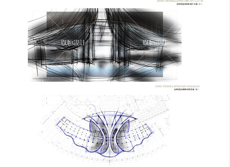 资源素材温泉度假酒店大堂设计绿色生态建筑景观CAD+效果深化方案