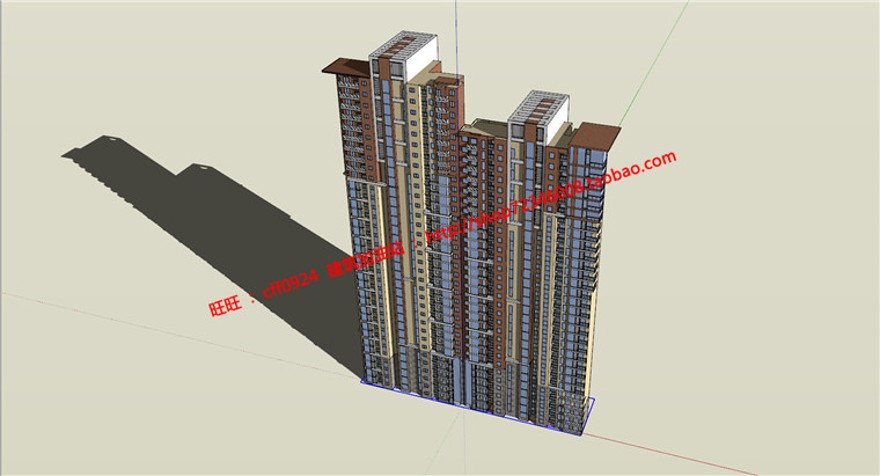 层居住建筑住宅楼高层住宅单体cad图纸户型su模型skp效果建筑资源