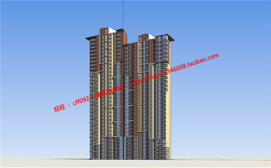 层居住建筑住宅楼高层住宅单体cad图纸户型su模型skp效果建筑资源