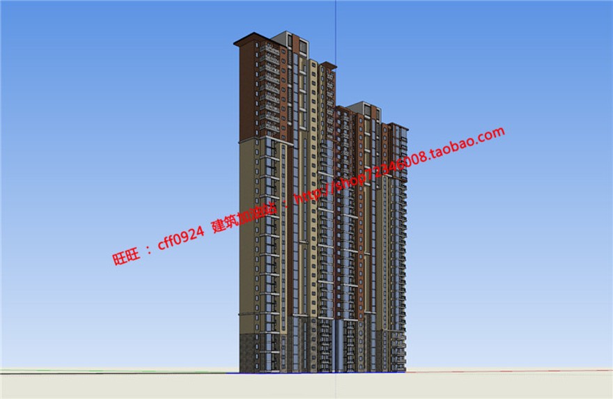 层居住建筑住宅楼高层住宅单体cad图纸户型su模型skp效果建筑资源