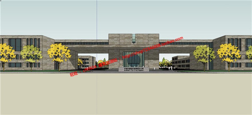 中石油公建总部基地办公楼厂区SU模型+CAD图纸施工图