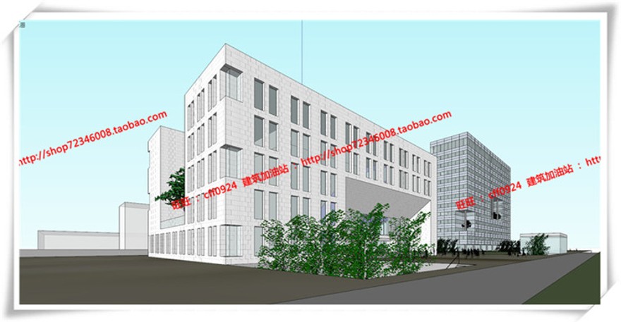 建筑资源88产业办公/园区办公/办公楼SU模型+cad图纸+ppt文本