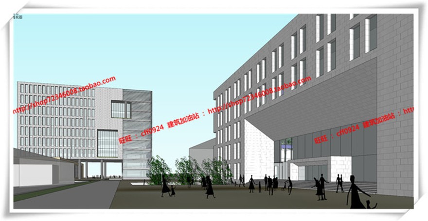 建筑资源88产业办公/园区办公/办公楼SU模型+cad图纸+ppt文本