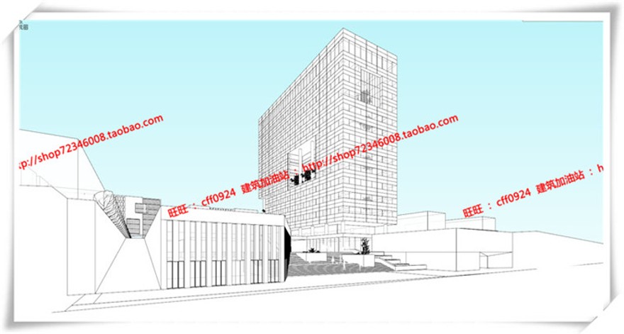 建筑资源88产业办公/园区办公/办公楼SU模型+cad图纸+ppt文本