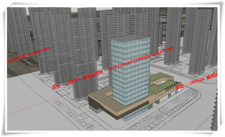 建筑图纸215商业设计综合体两个方案cad图纸+su模型+文本ppt