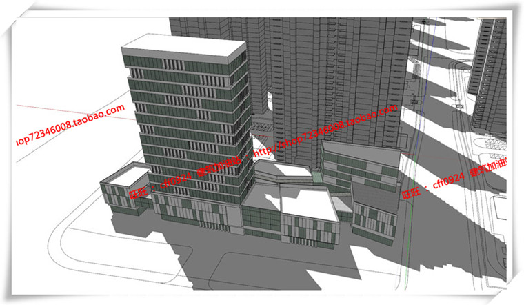 建筑图纸215商业设计综合体两个方案cad图纸+su模型+文本ppt