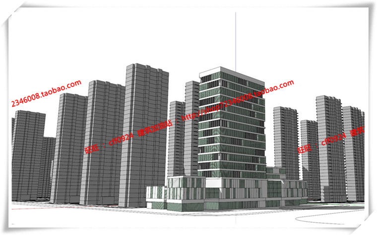 建筑图纸215商业设计综合体两个方案cad图纸+su模型+文本ppt