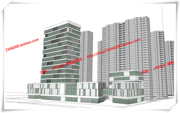 建筑图纸215商业设计综合体两个方案cad图纸+su模型+文本ppt