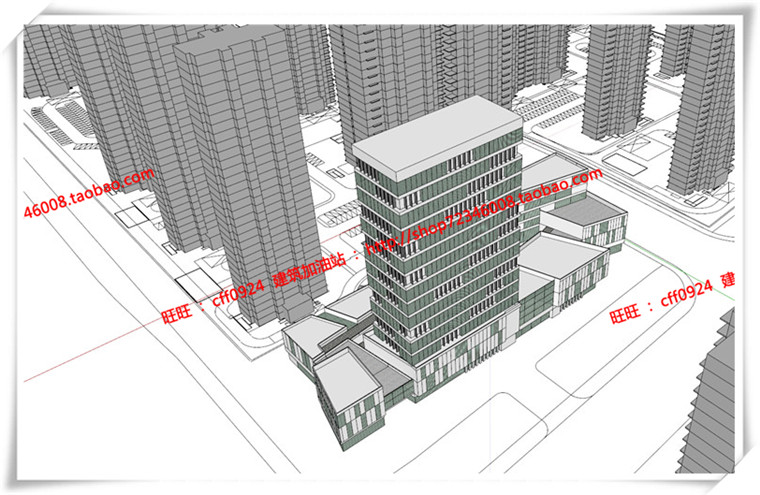 建筑图纸215商业设计综合体两个方案cad图纸+su模型+文本ppt