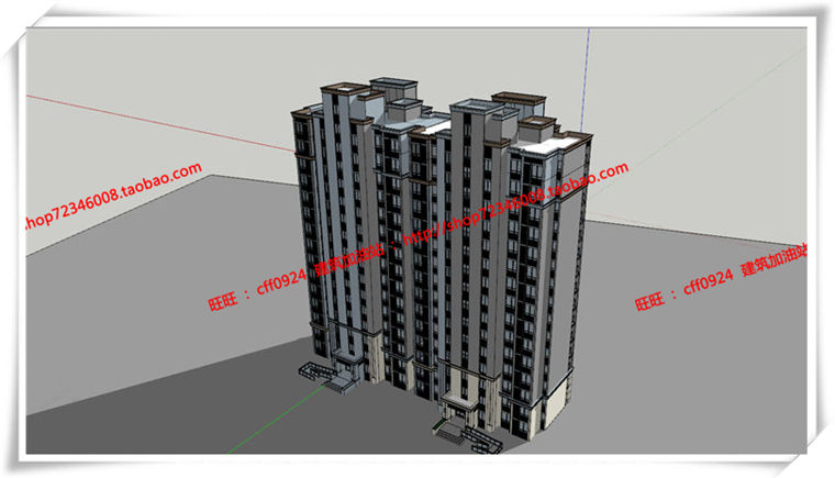 建筑图纸283新江湾-住宅高层住宅古典平面立面总图人视su模型/cad图纸/建筑资源