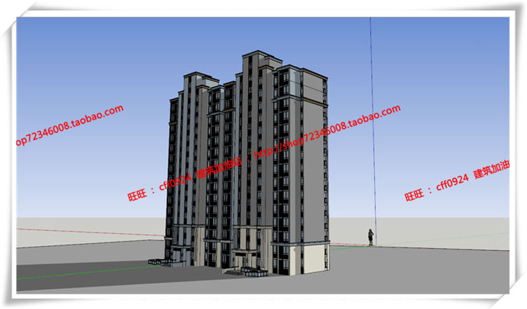 建筑图纸283新江湾-住宅高层住宅古典平面立面总图人视su模型/cad图纸/建筑资源
