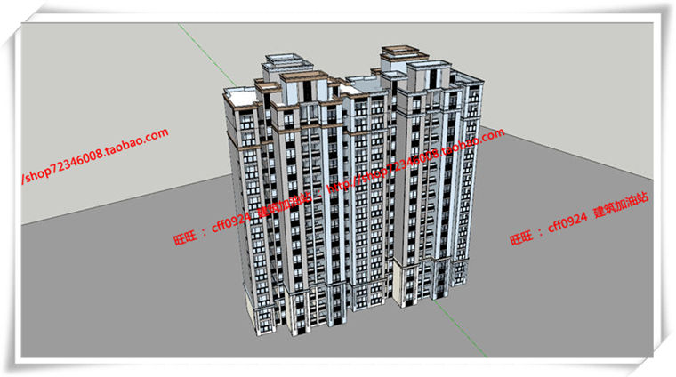 建筑图纸283新江湾-住宅高层住宅古典平面立面总图人视su模型/cad图纸/建筑资源