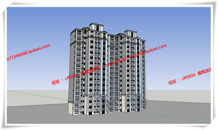 建筑图纸283新江湾-住宅高层住宅古典平面立面总图人视su模型/cad图纸/建筑资源