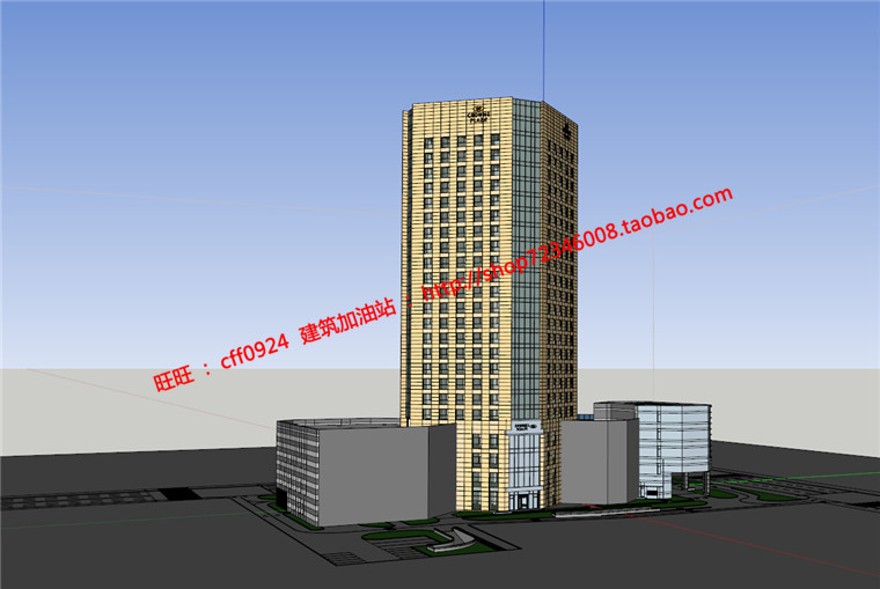 su模型现代风高层住宅办公楼cad图纸效果图源文件建筑景观规划资料