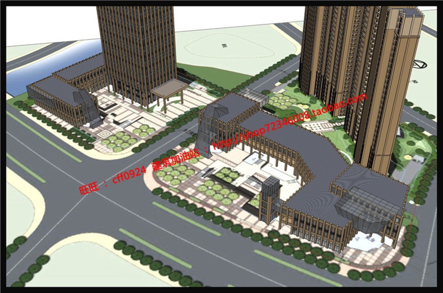 商业综合办公写字楼设计su模型+cad图纸