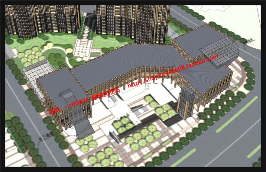 商业综合办公写字楼设计su模型+cad图纸