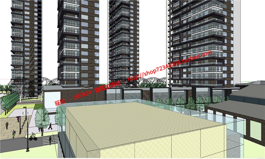 F高层住宅住宅楼住宅区规划建筑方案设计[cad平立剖+SU模建筑资源